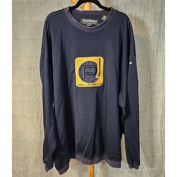Vintage 90s Pelle Pelle 3XL $295 Navy Crewneck Sweatshirt Hip Hop Legend - Picture 1 of 11